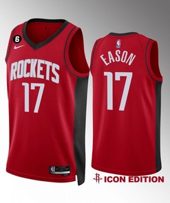 Houston Rockets Tari Eason 17 2022-23 Icon Edition Red Jersey NO.6 Patch