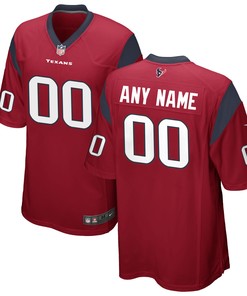Houston Texans Alternate Custom Game Jersey Red Custom Jerseys Nfl