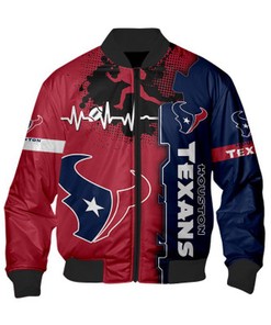 Houston Texans Bomber Jacket graphic heart ECG line