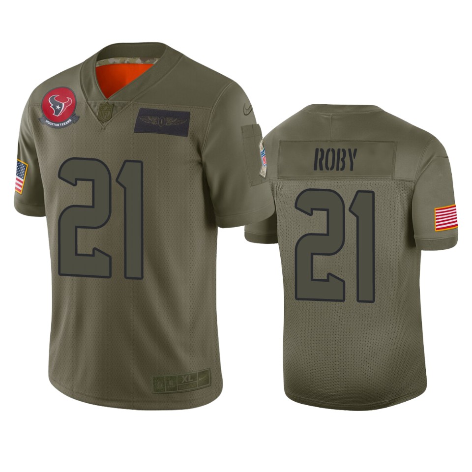 Houston Texans Bradley Roby Camo 2019 Salute To Service Limited Jersey