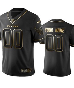 Houston Texans Custom Black Golden Brandedition Nfl 100 Year Anniversary Mens Jersey
