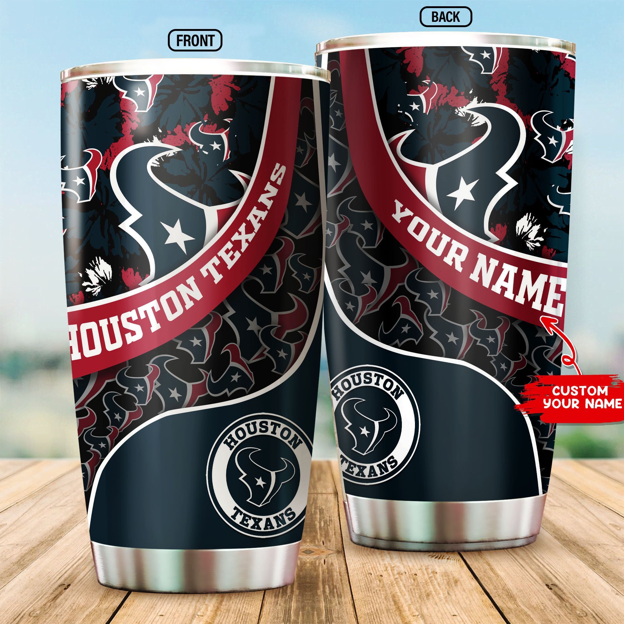 Houston Texans Custom Name Tumbler, Perfect Gift for Fans