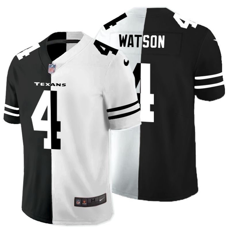 Houston Texans Deshaun Watson #4 Nfl 2020 Black And White Jersey