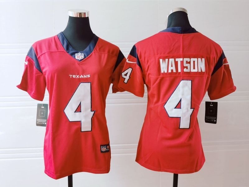 Houston Texans Deshaun Watson #4 Nfl 2020 Red Orange Womens Jersey