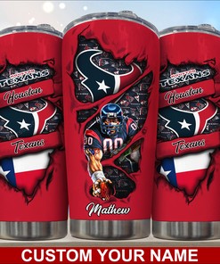 Houston Texans Insulated Tumbler - Custom Name, Keeps Drinks Hot or Cold