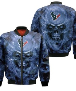 Houston Texans Nfl Fans Skull Bomber Jacket Model 2528