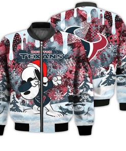 Houston Texans Snoopy Dabbing The Peanuts Sports Football American Christmas Dripping Matching Gifts Unisex 3D Bomber Jacket