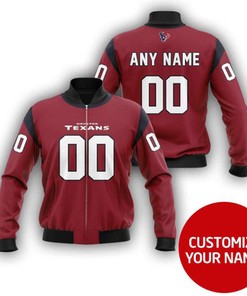 Houston Texans Super Bowl Champions Custom Number Name Red Gift For Texans Fans Bomber Jacket