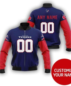 Houston Texans Super Bowl Champions Personalized Number Name Blue And Red Gift For Texans Fans Bomber Jacket