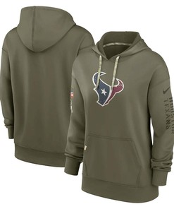 Houston Texans Women's 2022 Salute To Service Performance Pullover Hoodie - Olive