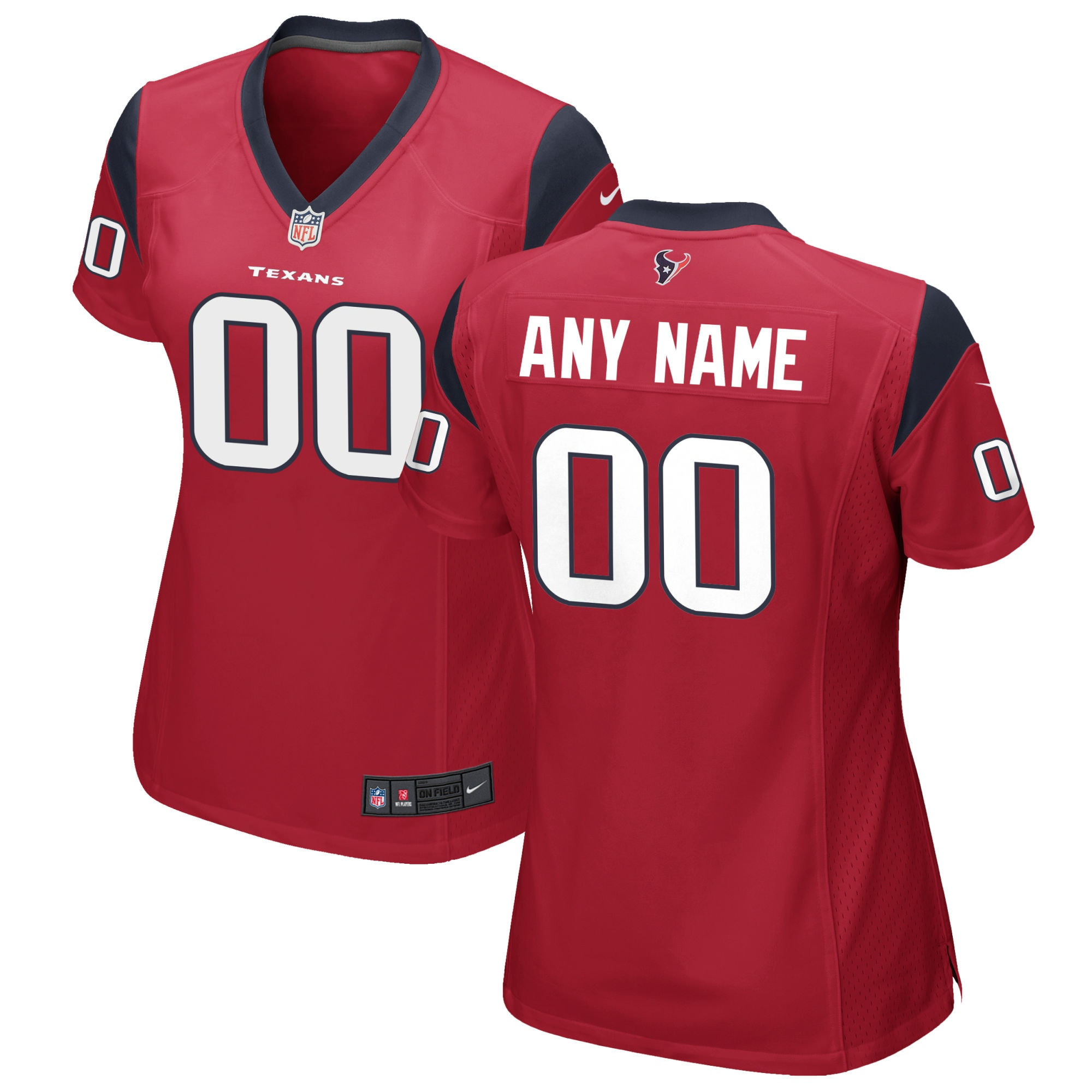Houston Texans Womens Alternate Custom Game Jersey Red Custom Jerseys Nfl