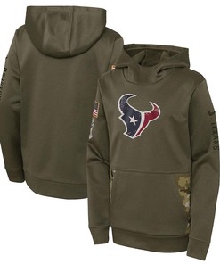 Houston Texans Youth 2022 Salute To Service Performance Pullover Hoodie - Olive