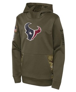 Houston Texans Youth 2022 Salute To Service Performance Pullover Hoodie - Olive