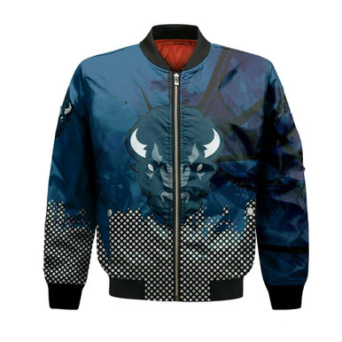 Howard Bison Bomber Jacket Basketball Net Grunge Pattern- NCAA