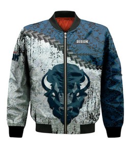 Howard Bison Bomber Jacket Grunge Polynesian Tattoo- NCAA