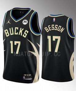 Hugo Besson 17 2022-23 Milwaukee Bucks Black Statement Edition Men Jersey Swingman