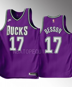 Hugo Besson 17 2022-23 Milwaukee Bucks Purple Classic Edition Men Jersey Swingman