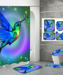 Hummingbird Print Shower Curtain for Bird Lovers' Bathroom Decor