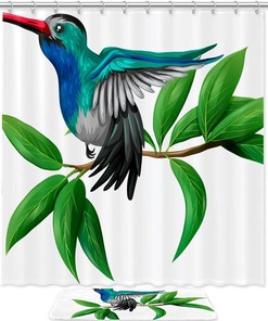 Hummingbird Waterproof Shower Curtain for Nature Bathroom Decor