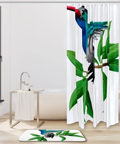 Hummingbird Waterproof Shower Curtain for Nature Bathroom Decor
