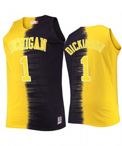 Hunter Dickinson 1 Michigan Wolverines Navy Maize Jersey Classic Tie-Dye Color Crash
