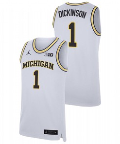 Hunter Dickinson 1 Michigan Wolverines White College Basketball Jersey