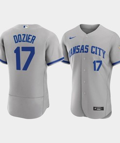 Hunter Dozier 17 Kansas City Royals Men's 2022-23 Road Jersey - Gray Jersey