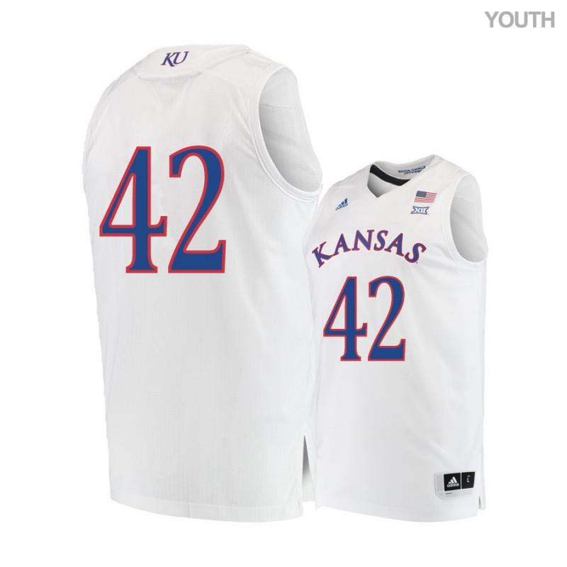 Hunter Mickelson 42 Kansas Jayhawks Basketball Youth Jersey - White