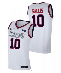 Hunter Sallis 10 Gonzaga Bulldogs 2023 College Basketball Men Jersey - White