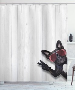 Husky Dog Peace Sign Shower Curtain for Bathroom Decor - Animal Print