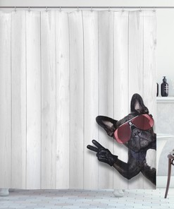Husky Dog Peace Sign Shower Curtain for Bathroom Decor - Animal Print