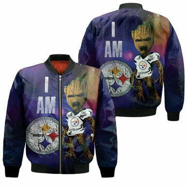 I Am Groot Steelers Pittsburgh Steelers 3D Bomber Jacket Model 2543