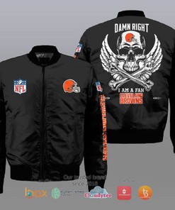 I am a fan Cleveland Browns Wings Skull NFL Bomber Jacket