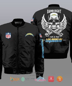 I am a fan Los Angeles Chargers Wings Skull NFL Bomber Jacket