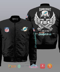 I am a fan Miami Dolphins Wings Skull NFL Bomber Jacket