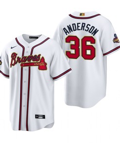 Ian Anderson Jersey, Atlanta Braves White 2022-23 Gold Program Jersey
