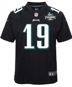 Ian Book 19 Philadelphia Eagles Super Bowl LVII Champions 2 Stars Youth Game Jersey - Black