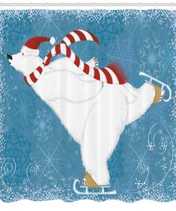 Ice Skating Polar Bear Shower Curtain for Bathroom