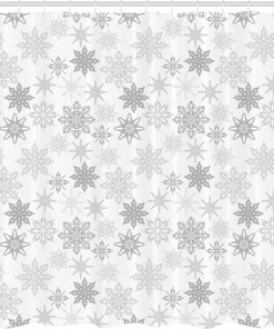 Icy Crystals Shower Curtain Bathroom Decor in Grey White, Home Decor