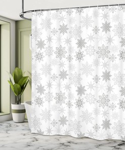 Icy Crystals Shower Curtain Bathroom Decor in Grey White, Home Decor