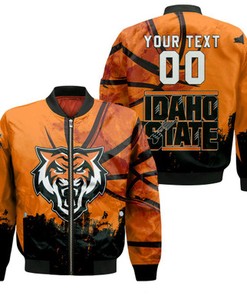 Idaho State Bengals Bomber Jacket Basketball Net Grunge Pattern- NCAA