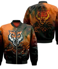 Idaho State Bengals Bomber Jacket Coconut Tree Tropical Grunge - NCAA