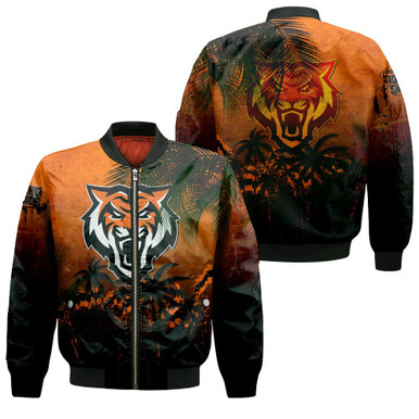 Idaho State Bengals Bomber Jacket Coconut Tree Tropical Grunge - NCAA