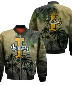 Idaho Vandals Bomber Jacket Coconut Tree Tropical Grunge - NCAA