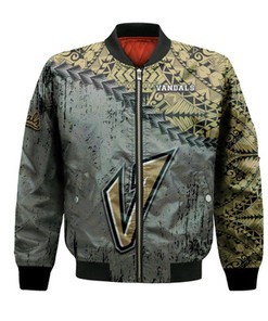 Idaho Vandals Bomber Jacket Grunge Polynesian Tattoo- NCAA