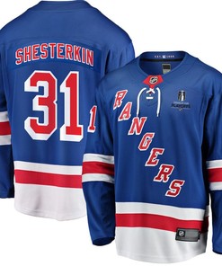 Igor Shesterkin 31 New York Rangers Stanley Cup 2023 Playoffs Patch Home Breakaway Men Jersey - Blue