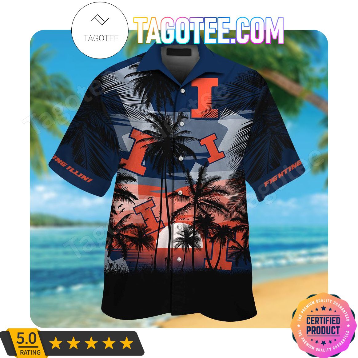 Illinois Fighting Illini Aloha Hawaii Shirt