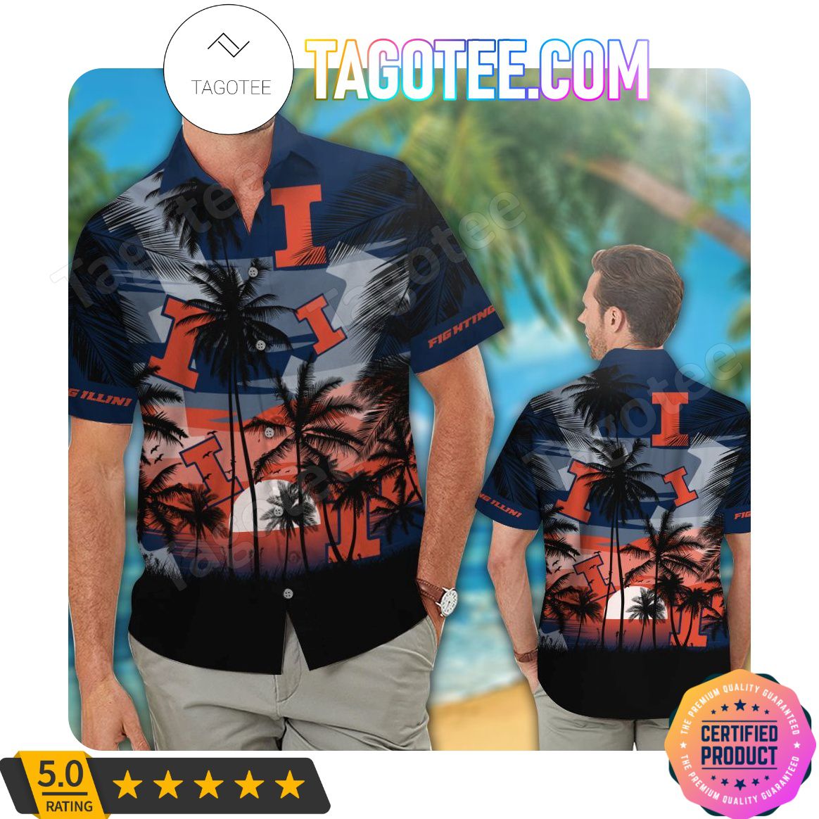 Illinois Fighting Illini Aloha Hawaii Shirt