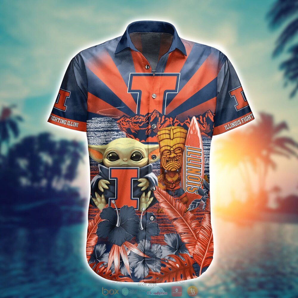 Illinois Fighting Illini Baby Yoda NCAA Hawaiian Shirt