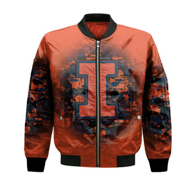 Illinois Fighting Illini Bomber Jacket Camouflage Vintage - NCAA